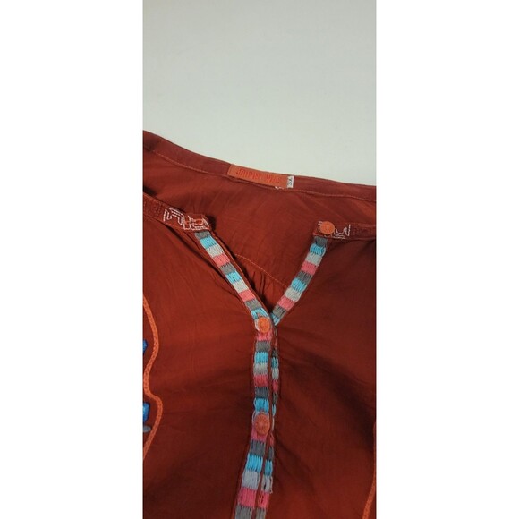 JOHNNY WAS 3x RED Tunic Embroidered Cupra - long sleeve Shirt Blouse Top HOLIDAY - Picture 4 of 10